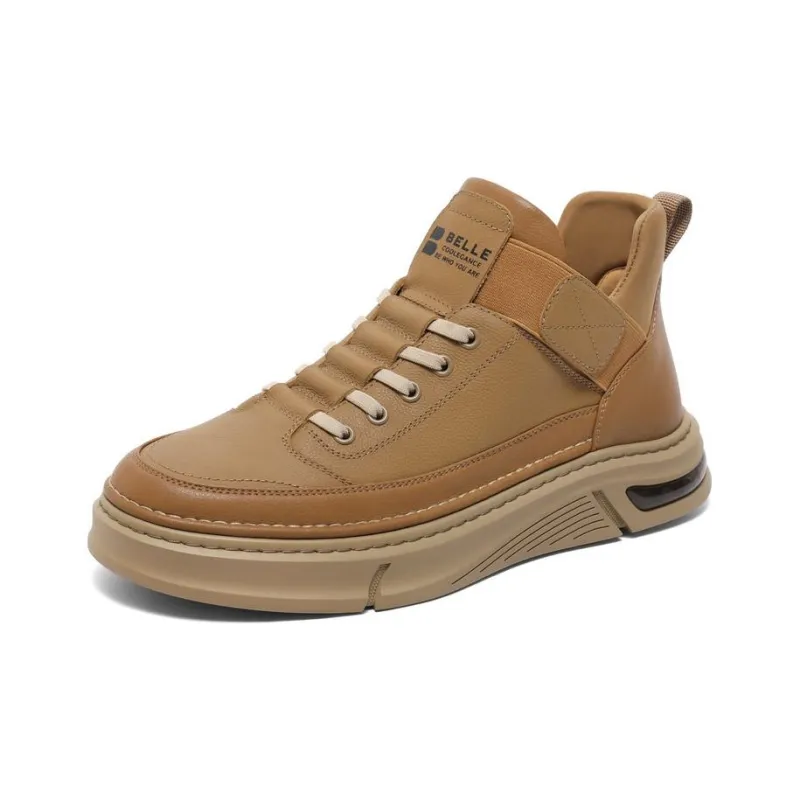 BELLE Wear-Resistant Low-Top Skateboard Shoes Men's Yellow Khaki-16