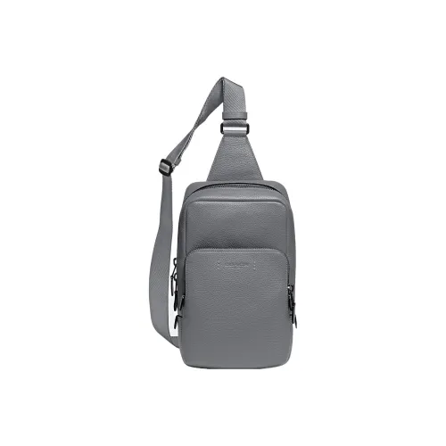 COACH Gotham Leather And Calfskin Sling Bag Fanny Pack Shoulder Bag Crossbody Bag Small Size Men's Gray