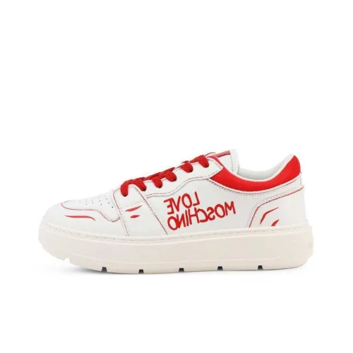 LOVE MOSCHINO Low-Top Skateboard Shoes Women's White Red
