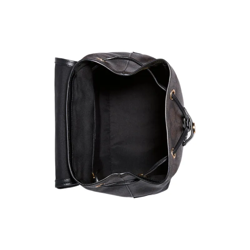 COACH Elle Coated Canvas With Leather Backpack Large Size Women's Black & Brown-1