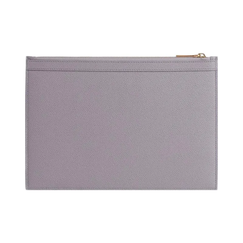 THOM BROWNE· Pebbled Calfskin Coin Purse Clutch Small Size Men's Gray-1