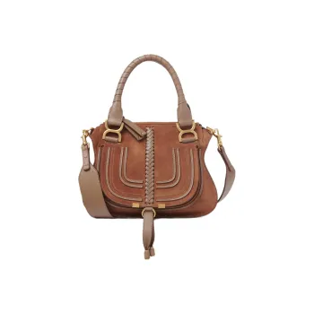 Chloe Marcie Suede Calfskin Shoulder Bag Crossbody Bag Handbag Small Size Women's Ochre
