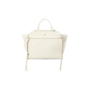 Chloe Calfskin Combined With Lambskin One Shoulder Handbags Medium Size Women's White