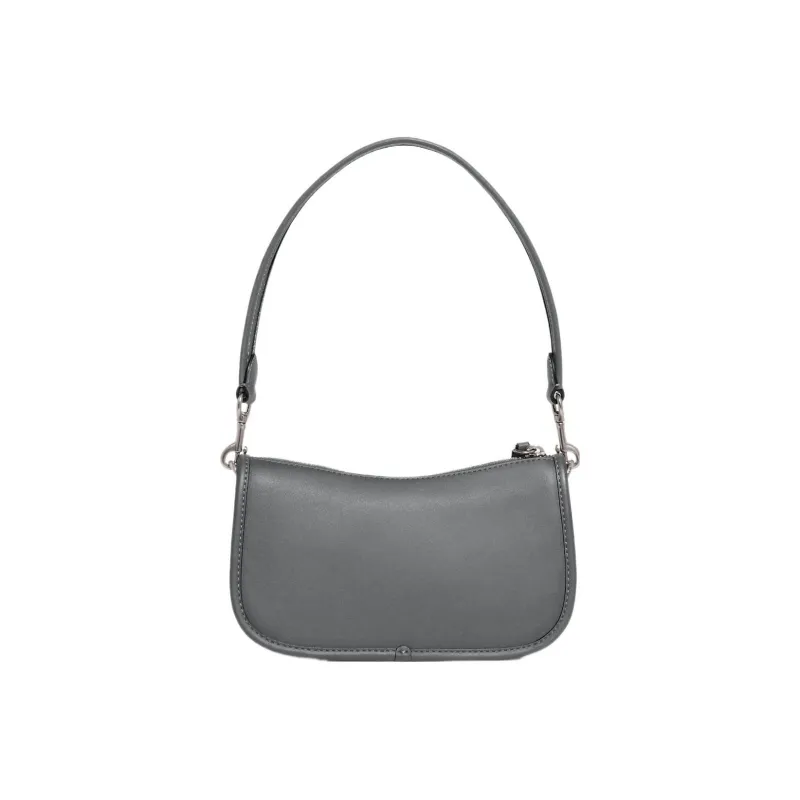COACH Swinger Cow Leather Saddle Bag Handbag, Shoulder Bag Women's Dark Gray-2