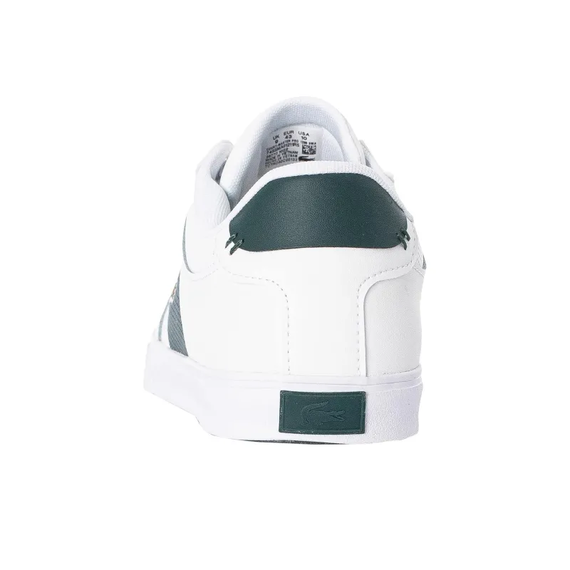 LACOSTE Anti Slip Wear Resistant Low Top Skateboard Shoes Men's White Green-4