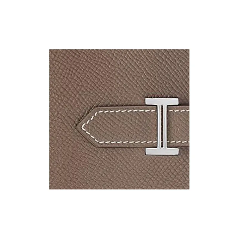 HERMES Bearn Epsom Leather Card Holder, Wallet Regular Unisex Elephant Gray-2