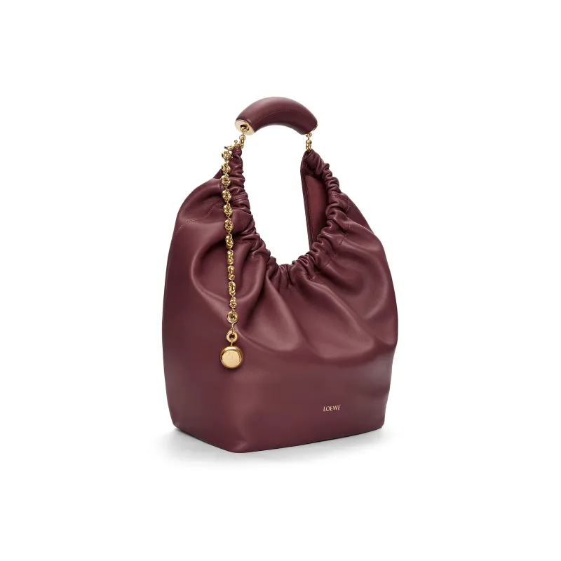 LOEWE Nappa Sheep Leather Shoulder Bag Crossbody Bag Handbag Medium Size Women's Burgundy-3