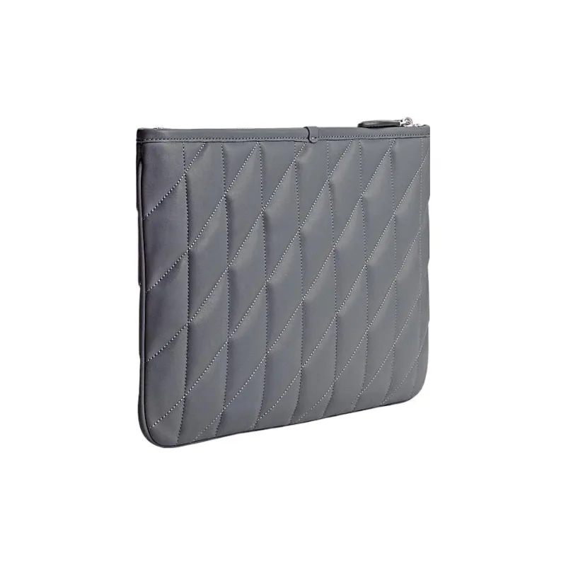 COACH Pouch Leather Clutch Large Size Women's Dark Gray-1