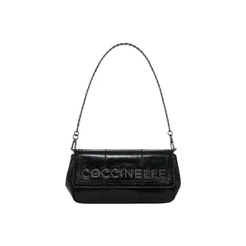 COCCINELLE Cow Leather Baguette Bag Handbag Shoulder Bag Women's Black
