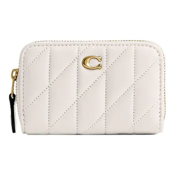 COACH Zip Around Nappa Leather Coin Purses Wallets Regular Women's White
