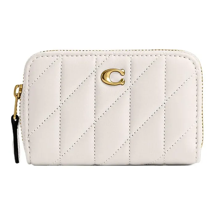 COACH Zip Around Nappa Leather Coin Purses Wallets Regular Women's White-0