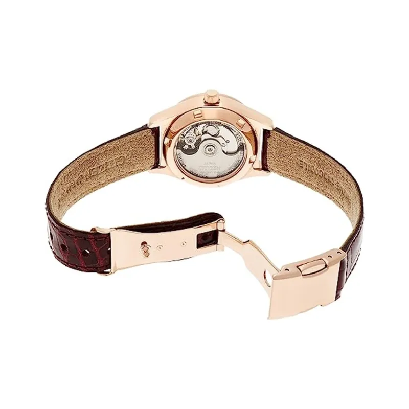 CITIZEN Automatic Mechanical Movement Genuine Leather Strap Watch 27mm Women's Watch White Dial PD7162 04A-3