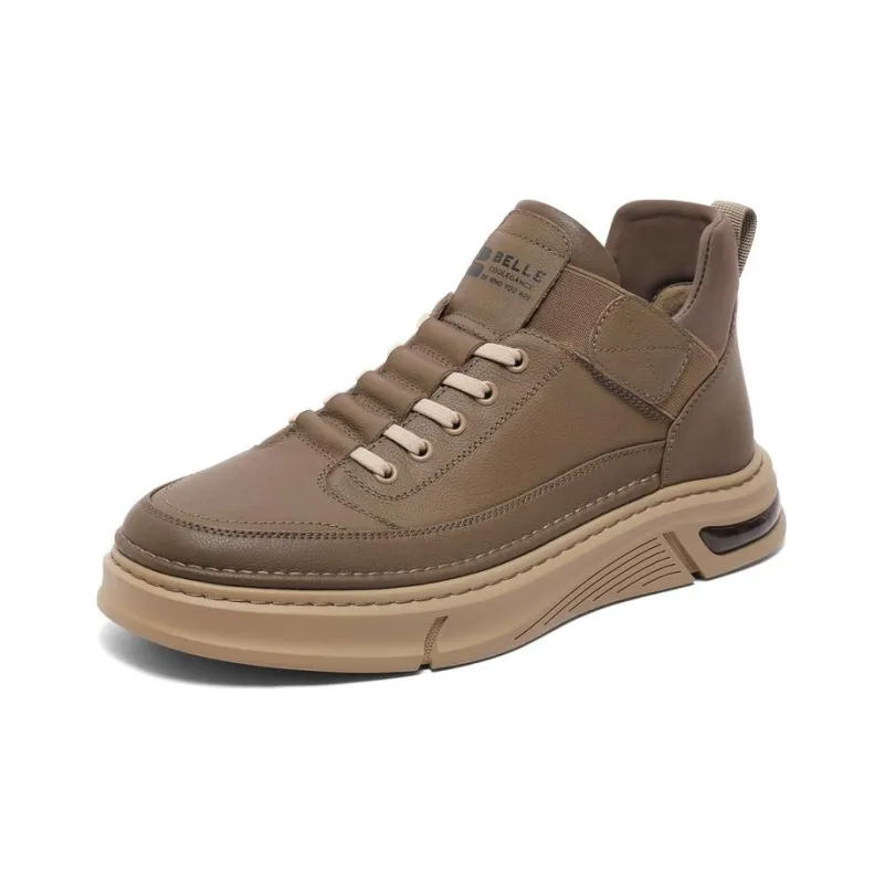 BELLE Wear-Resistant Low-Top Skateboard Shoes Men's Yellow Khaki-1