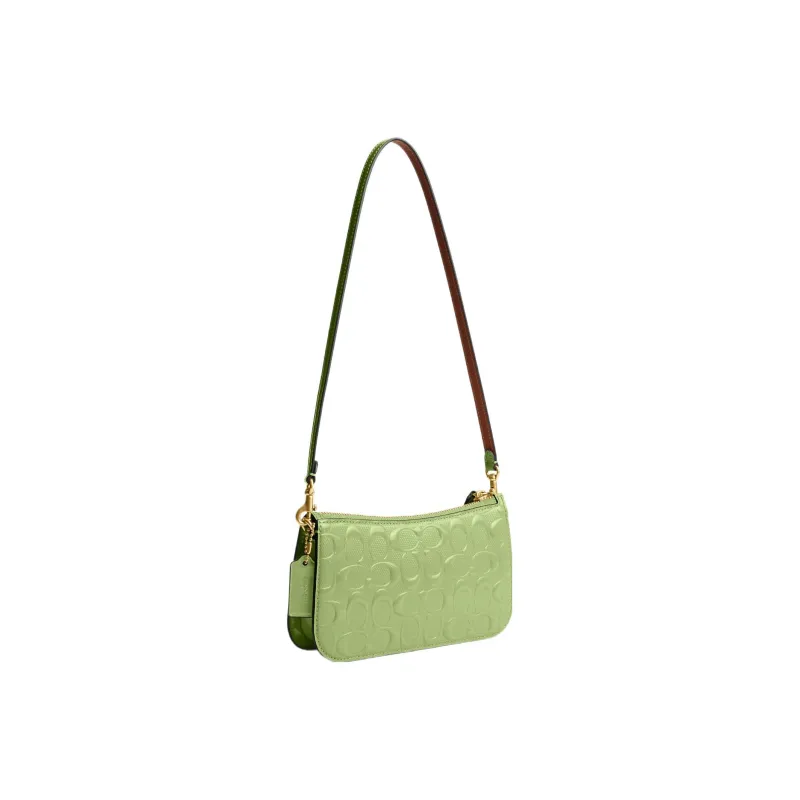 COACH Penn Patent Leather Shoulder Bag, Handbag, Shoulder Bag Women's Grass Green-1