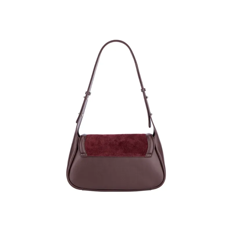 AMAZING SONG Cow Leather Nubuck Handheld Bag Saddle Bag Shoulder Bag Women's Black/White/Green/Red-42