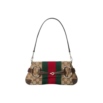 GUCCI Horsebit 1955 Leather Reproduction Shoulder Bag Handbag Shoulder Bag Women's Beige & Ebony