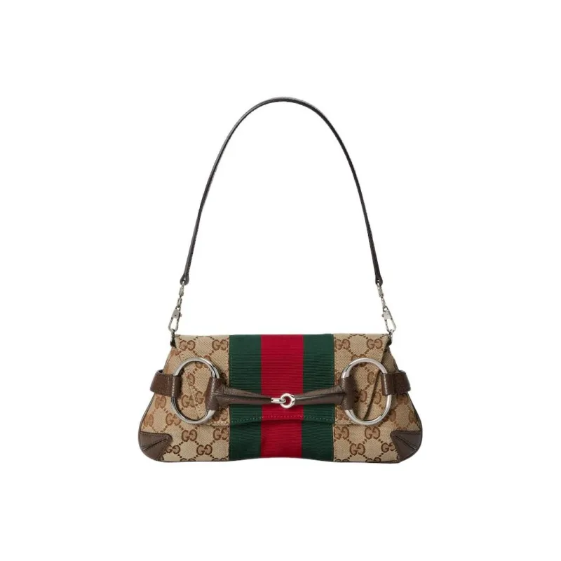 GUCCI Horsebit 1955 Leather Reproduction Shoulder Bag Handbag Shoulder Bag Women's Beige & Ebony-0