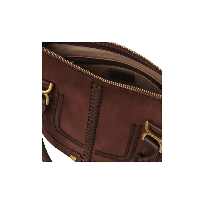 Chloe Marcie Suede Calfskin One Shoulder Handbags Regular Women's Burgundy-3