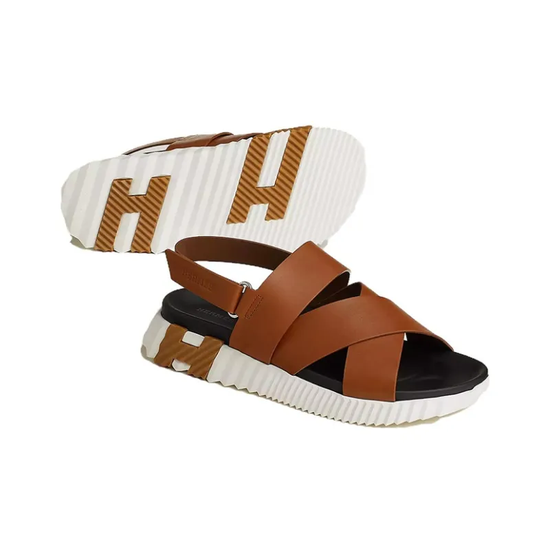 HERMES Electric Beach Sandals Men's Light Yellow Umber-4