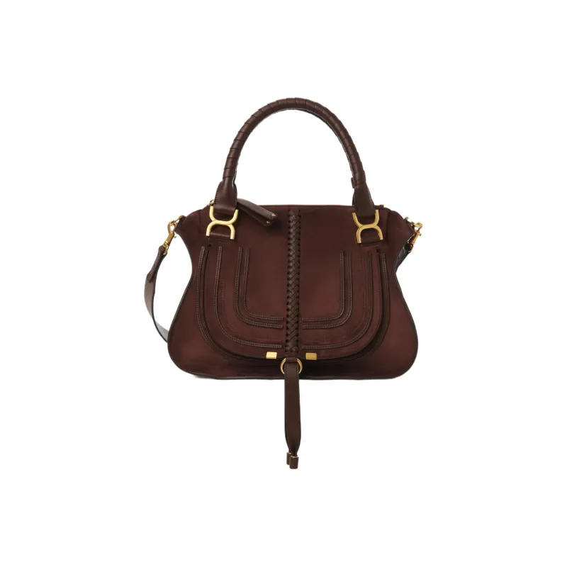 Chloe Marcie Suede Calfskin One Shoulder Handbags Regular Women's Burgundy-0