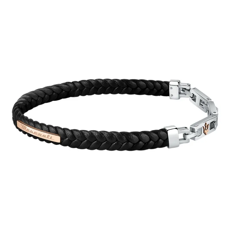 Maserati Recycled Leather Titanium Steel Bracelets Unisex-2