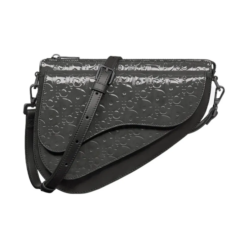 DIOR Oblique Gravity Leather Saddle Bag Handbag, Shoulder Bag Men's Black-0