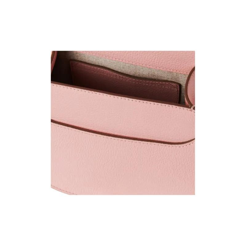 Chloe Marcie Grained Calfskin Saddle Bag Shoulder Bag Crossbody Bag Small Size Women's Floral Pink-3