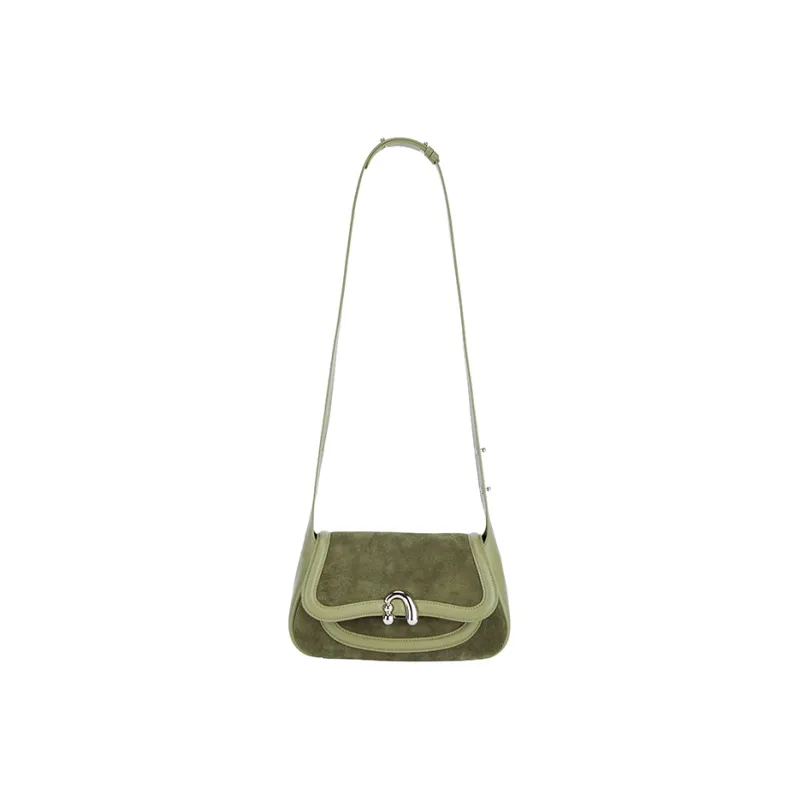AMAZING SONG Cow Leather Nubuck Handheld Bag Saddle Bag Shoulder Bag Women's Black/White/Green/Red-31