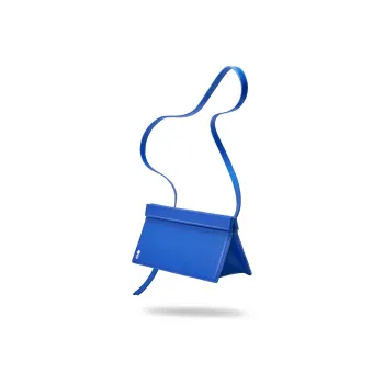 ECHOLAC Cow Leather Shoulder Bag, Crossbody Bag Small Size Women's Klein Blue/Sunset Orange/Carbon Black