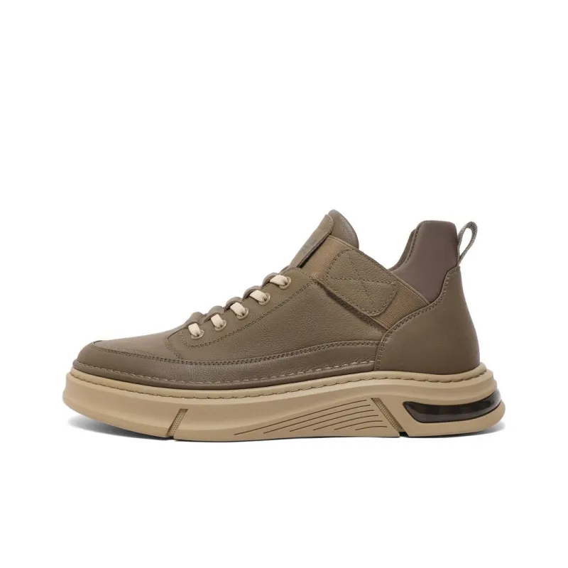 BELLE Wear-Resistant Low-Top Skateboard Shoes Men's Yellow Khaki-0