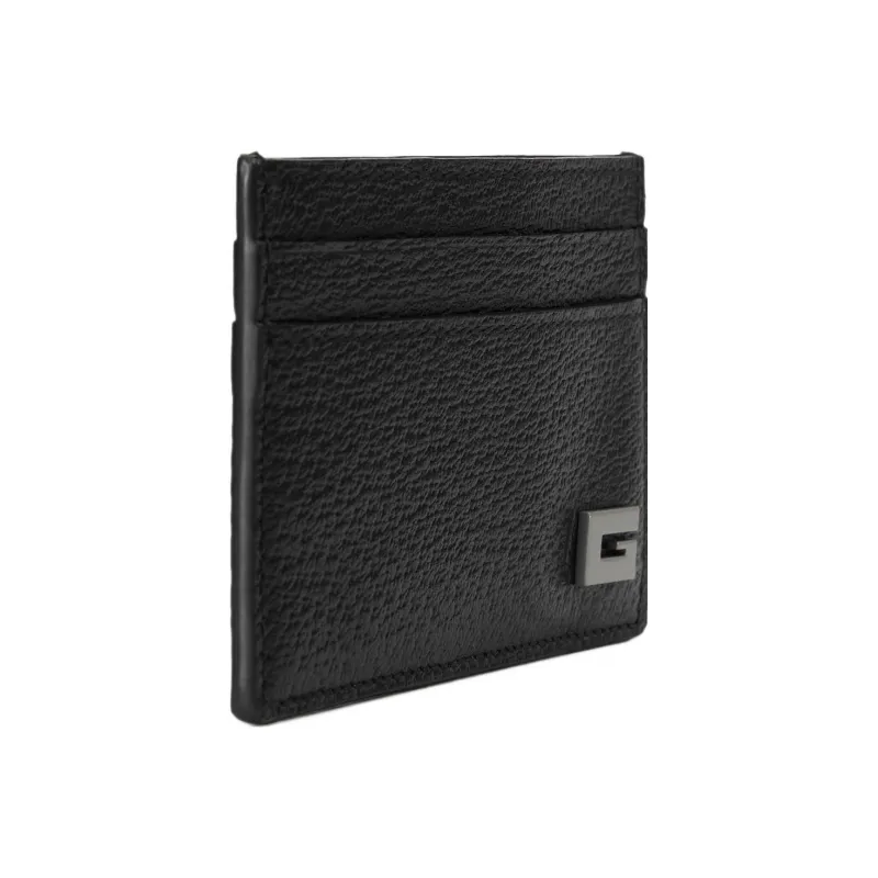 GUCCI Leather Card Holder Regular Men's Black/Gray-1