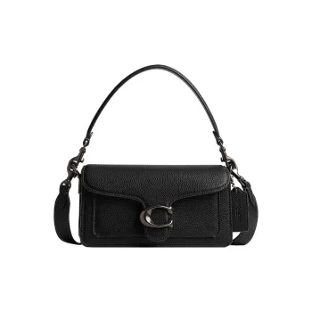 COACH Tabby Leather Messenger Bag Handbag Shoulder Bag Women's Black