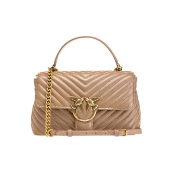 PINKO Sheepskin With Cow Leather Handbag, Shoulder Bag, Crossbody Bag Regular Women's Light Umber