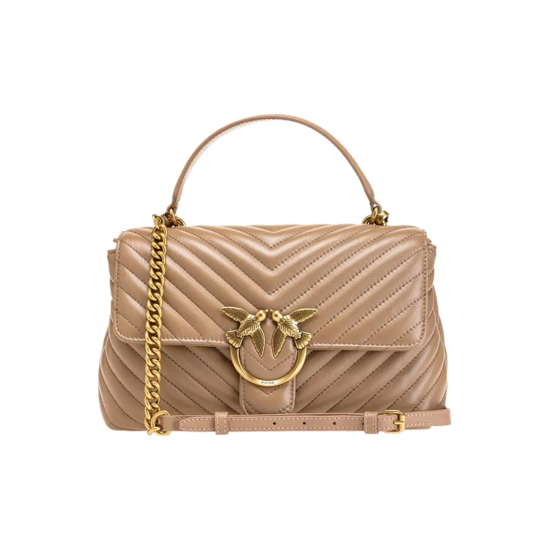 PINKO Sheepskin With Cow Leather Handbag, Shoulder Bag, Crossbody Bag Regular Women's Light Umber-0