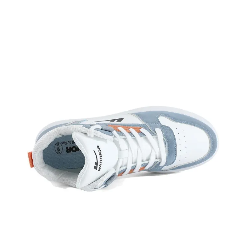 Warrior High Top Skateboard Shoes Men's Dusty Blue Orange-3