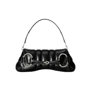 GUCCI Horsebit 1955 Leather Reproduction Shoulder Bag Shoulder Bag Clutch Women's Black