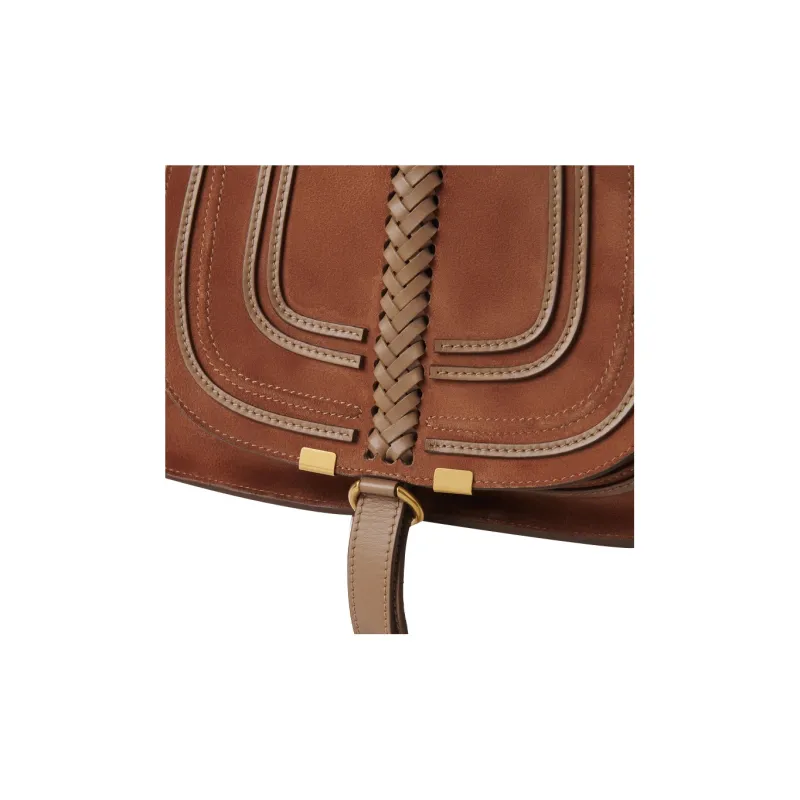 Chloe Marcie Suede Calfskin Shoulder Bag Crossbody Bag Handbag Small Size Women's Ochre-2