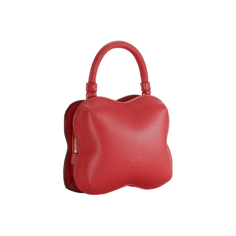 GANNI Recycled Leather Handbag Shoulder Bag Crossbody Bag Small Size Women's Red-2
