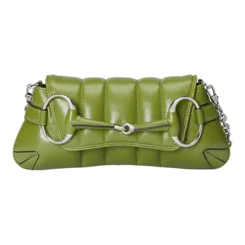 GUCCI Horsebit 1955 Leather Reproduction Shoulder Bag Shoulder Bag Clutch Women's Green