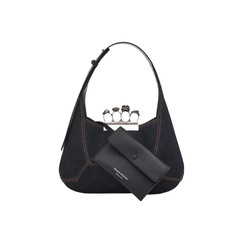 Alexander McQueen Denim One Shoulder Handbag Women's Dark Blue-1