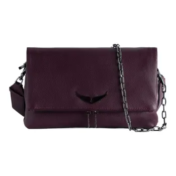 Zadig & Voltaire Rocky Grained Calfskin One Shoulder Crossbody Clutches Regular Women's Burgundy