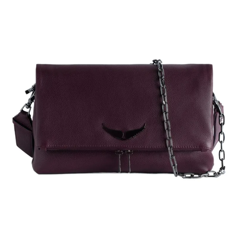 Zadig & Voltaire Rocky Grained Calfskin One Shoulder Crossbody Clutches Regular Women's Burgundy-0