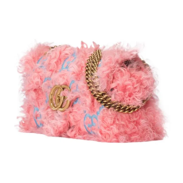 GUCCI Marmont Fabric Shoulder Bag Crossbody Bag Small Size Women's Pink-1
