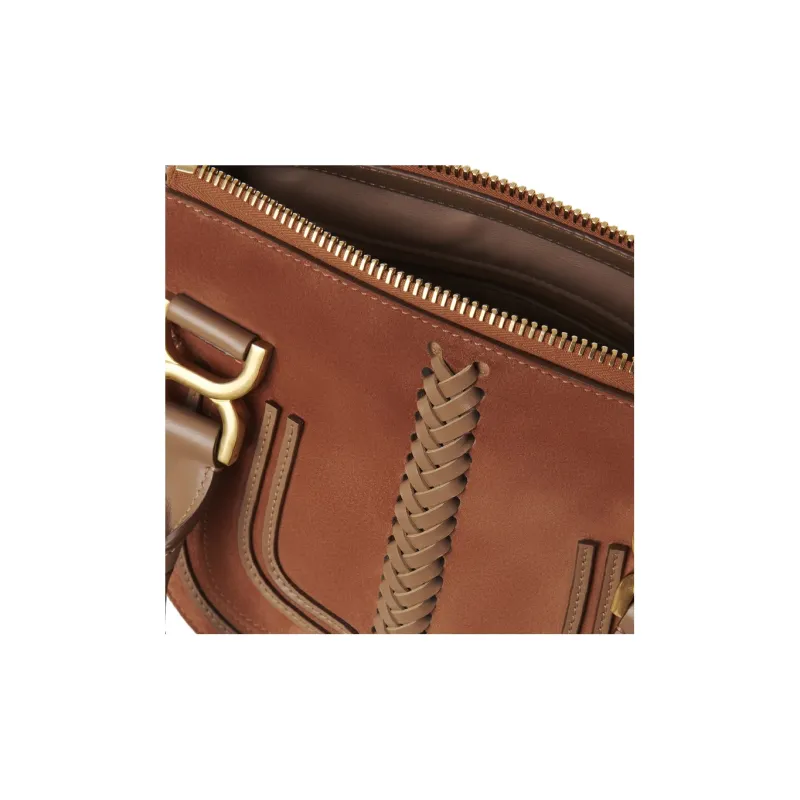 Chloe Marcie Suede Calfskin Shoulder Bag Crossbody Bag Handbag Small Size Women's Ochre-4