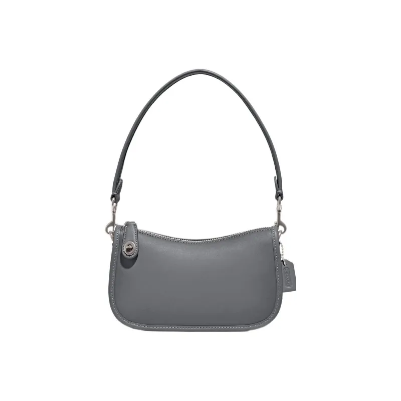 COACH Swinger Cow Leather Saddle Bag Handbag, Shoulder Bag Women's Dark Gray-0
