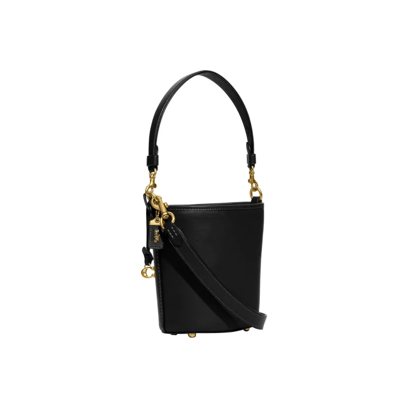 COACH Cow Leather Bucket Bag, Handbag, Shoulder Bag, Crossbody Bag Mini Women's Black-1