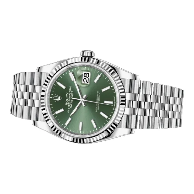 ROLEX Log Series Automatic Mechanical Movement Unisex Watch 36mm Green Dial Oystersteel 18ct White Gold Watch Case-1