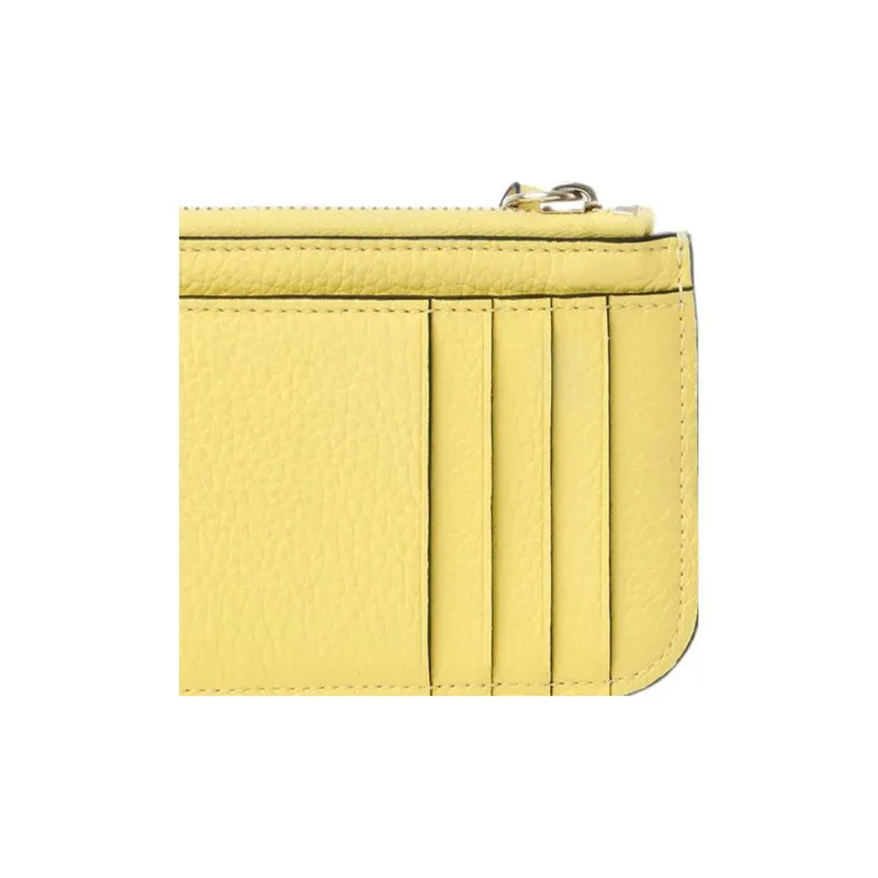 Chloe Alphabet Grained Calfskin Coin Purses Wallets Small Size Women's Yellow-4
