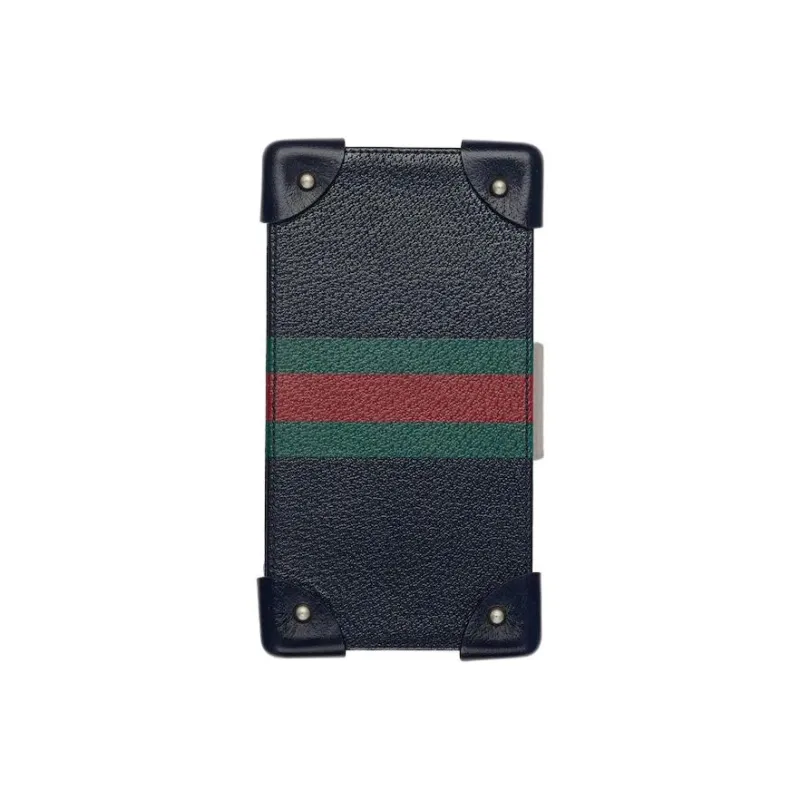 GUCCI Leather Wrist Watch Box Handbag Shoulder Bag Crossbody Bag Women's Dark Blue-3