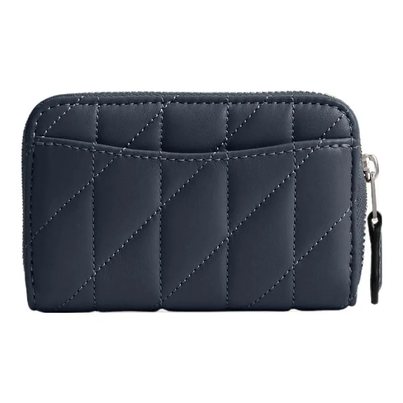 COACH Zip Around Nappa Leather Coin Purses Wallets Small Size Women's Denim Blue-1